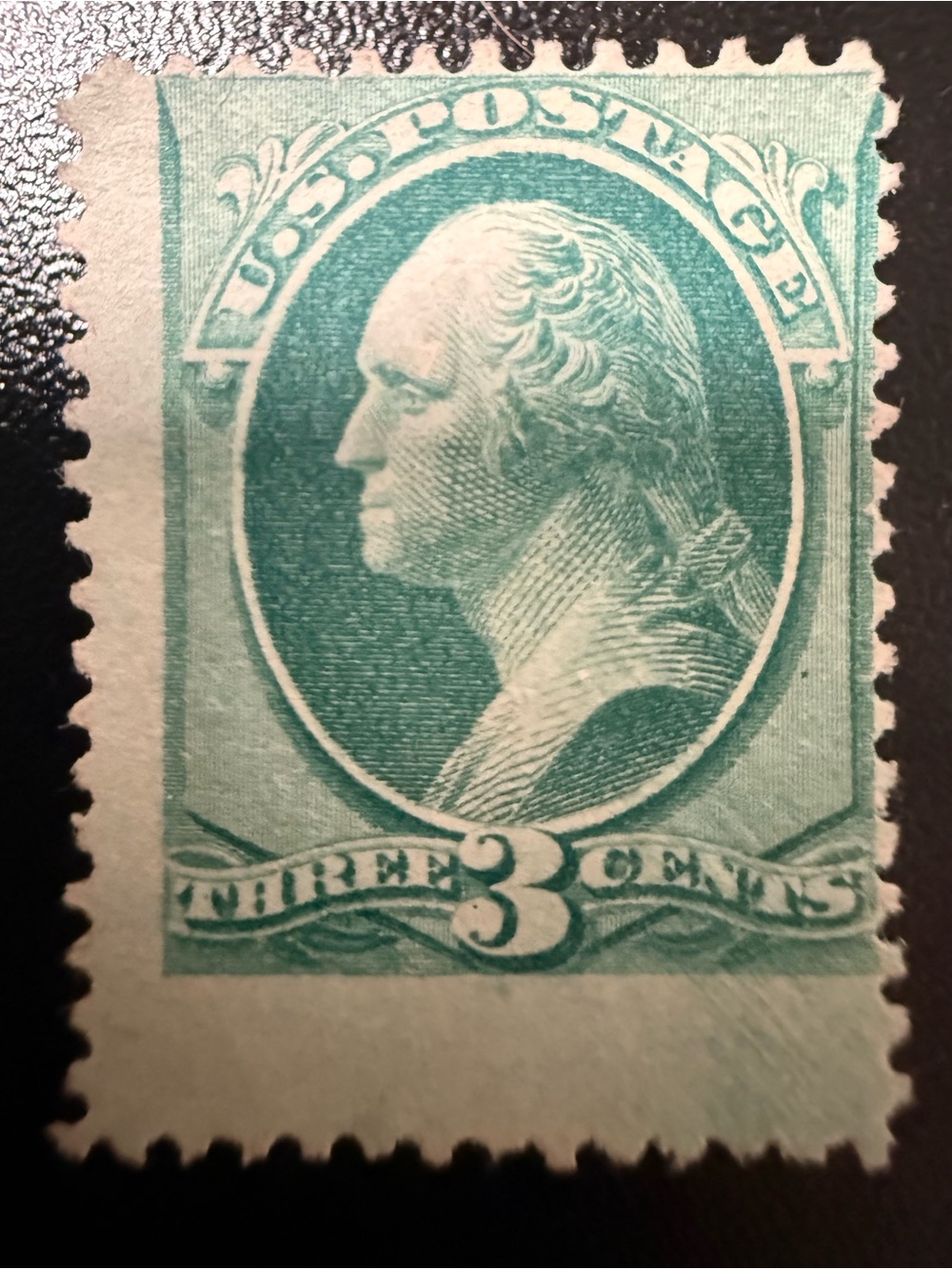 1879 Antique George Washington 3 Cent Stamp Unused Very Fine Condition 12 Perf